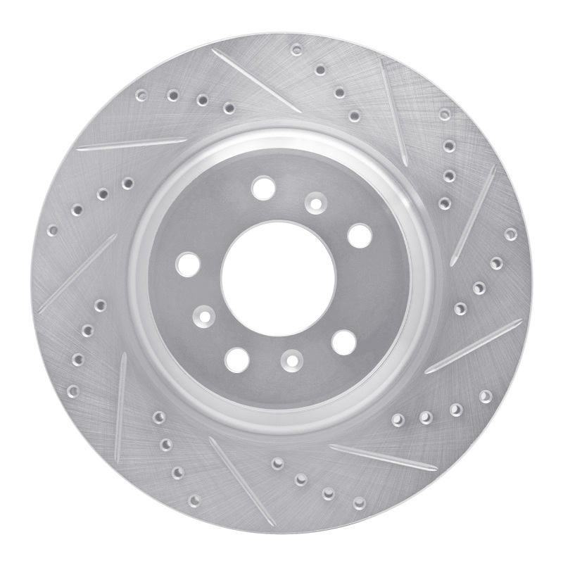 Buick Lucerne Brake Rotor (1) - Front Right - R1 Concepts - Drilled & Slotted - Silver - `06-`16